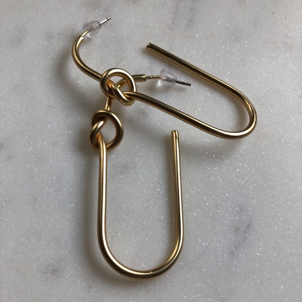 Knotted U Shaped Hoop Earrings - Picture 4 of 6